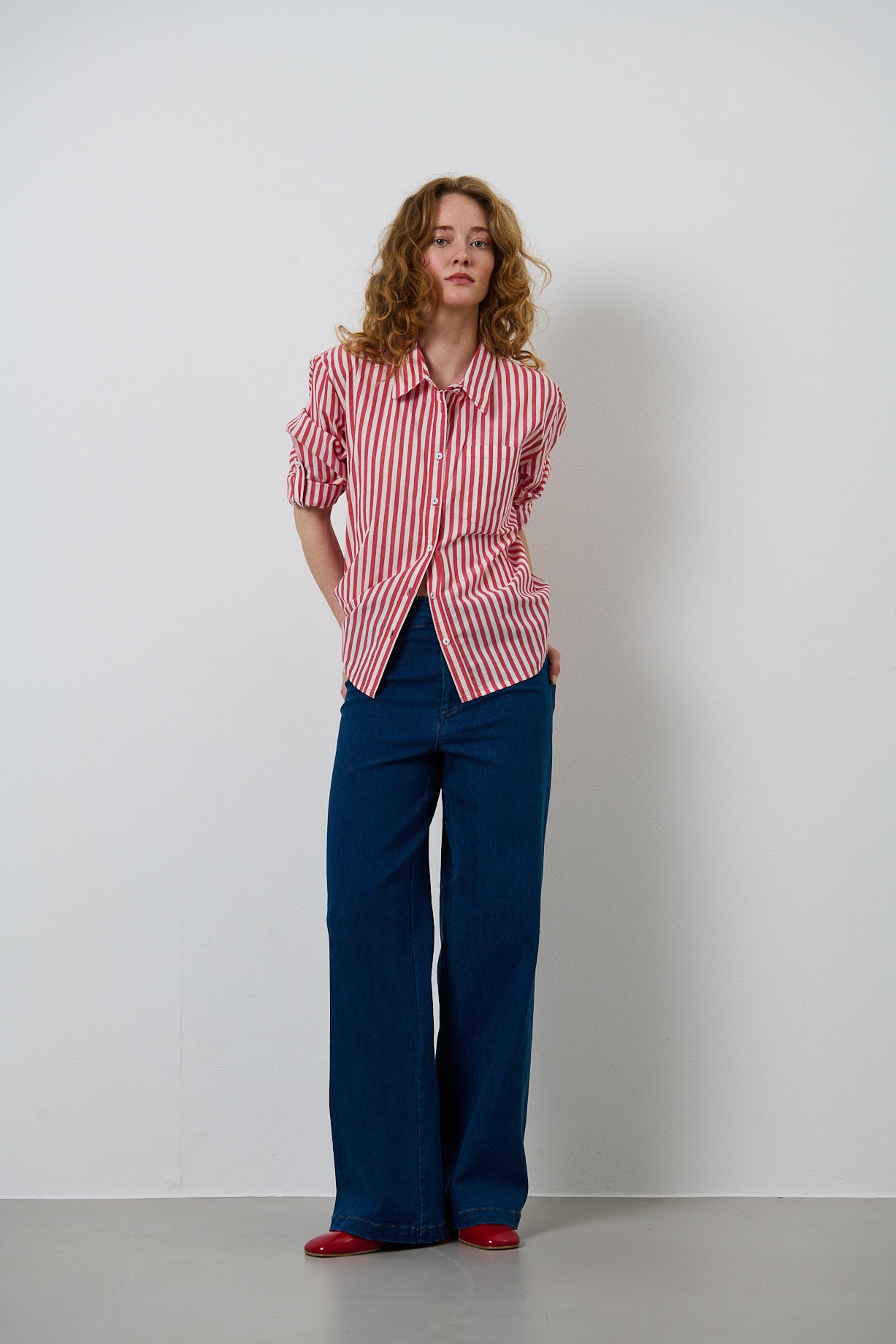 Pernille shirt Red/white striped