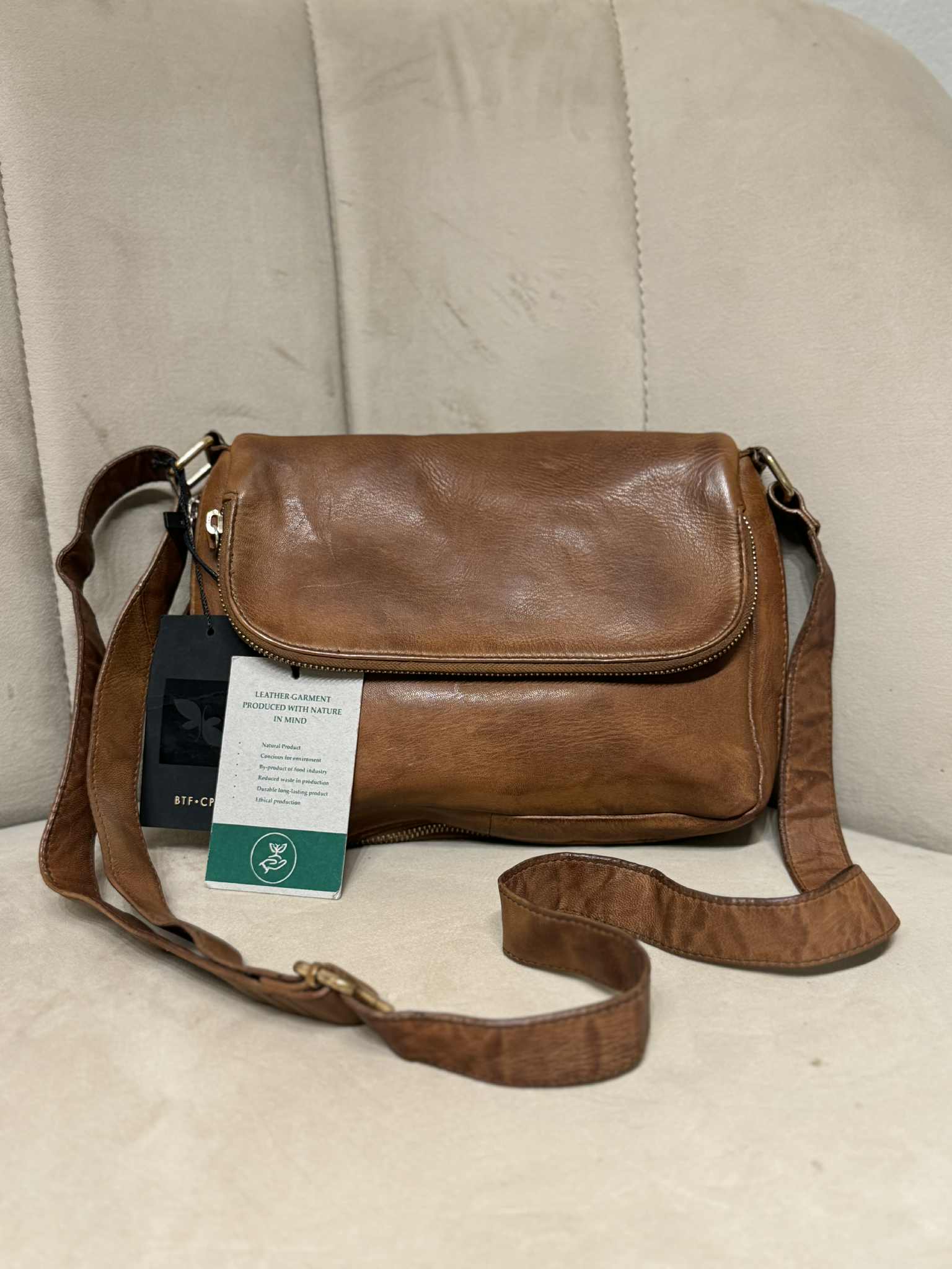 Crossbody Leather Bag Cognac