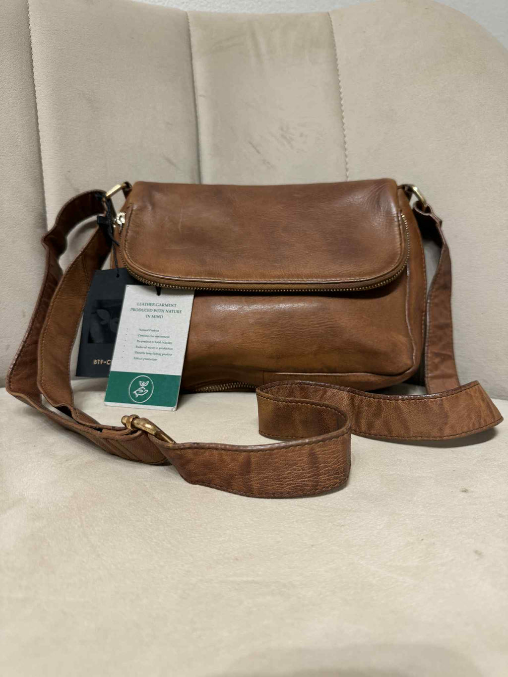 Crossbody Leather Bag Cognac