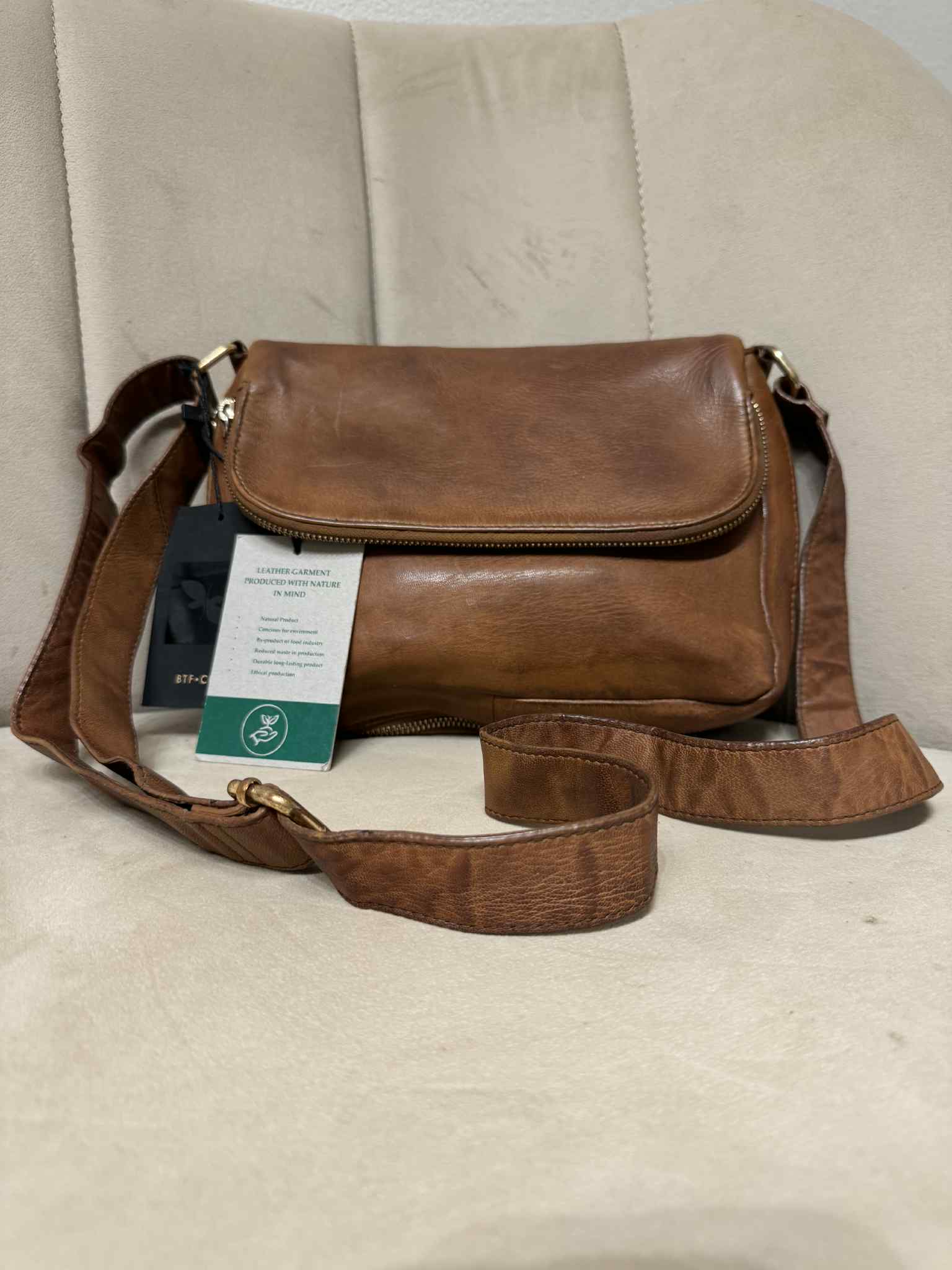 Crossbody Leather Bag Cognac