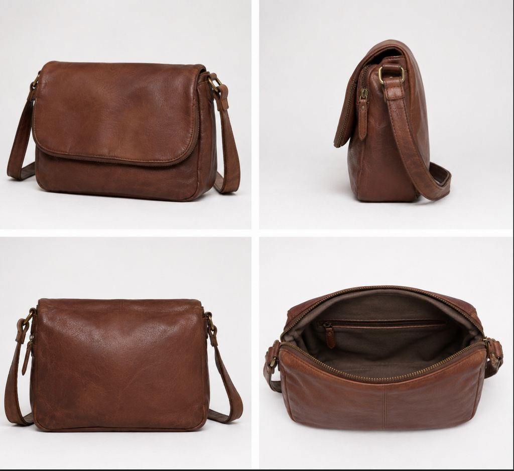Crossbody Leather Bag Cognac