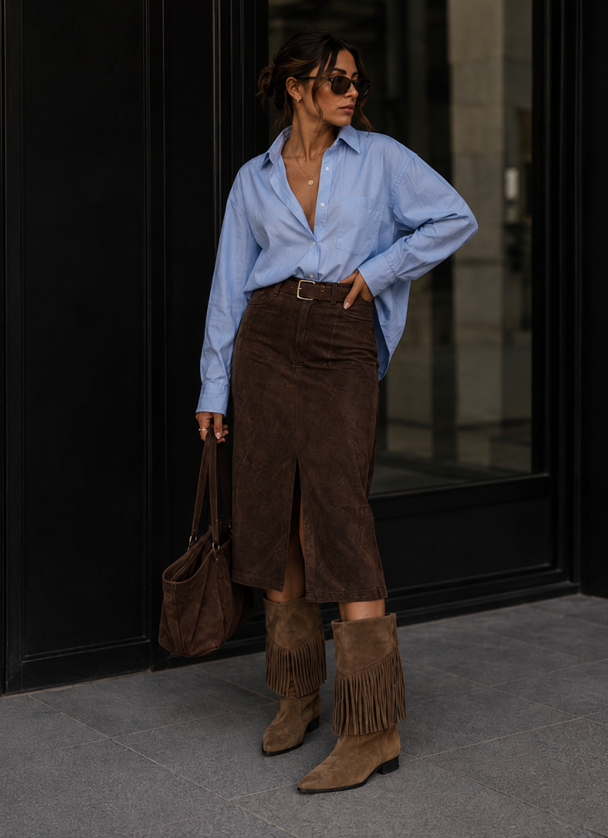 Kaia Suede Cognac