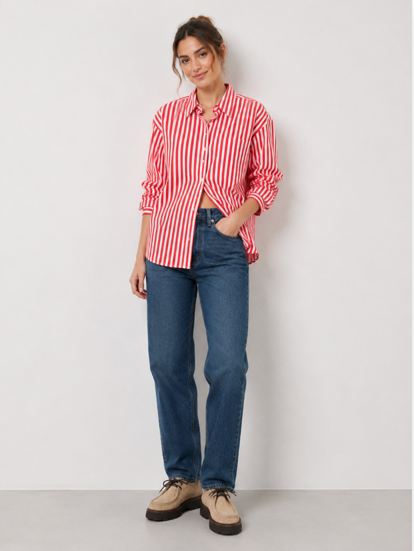 Pernille shirt Red/white striped
