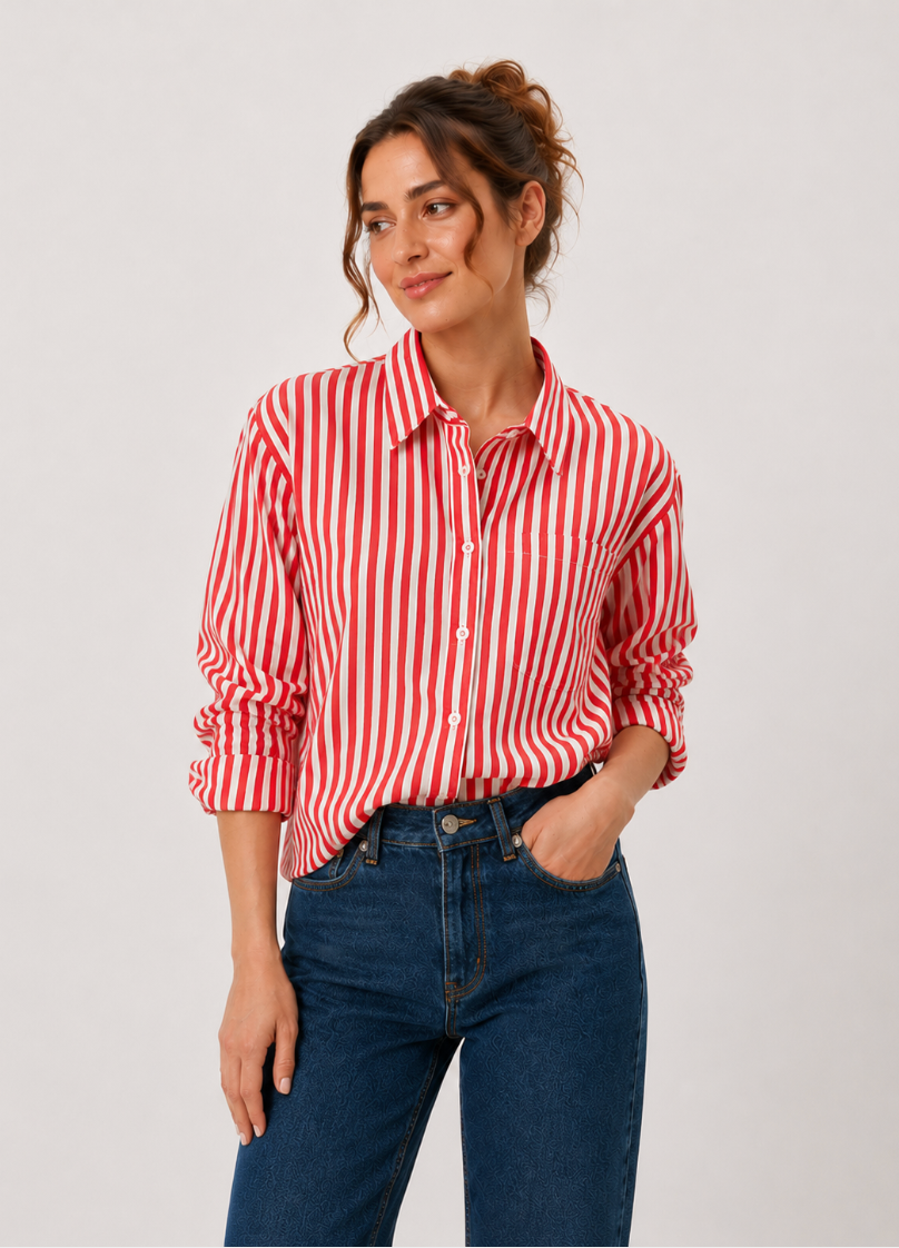 Pernille shirt Red/white striped