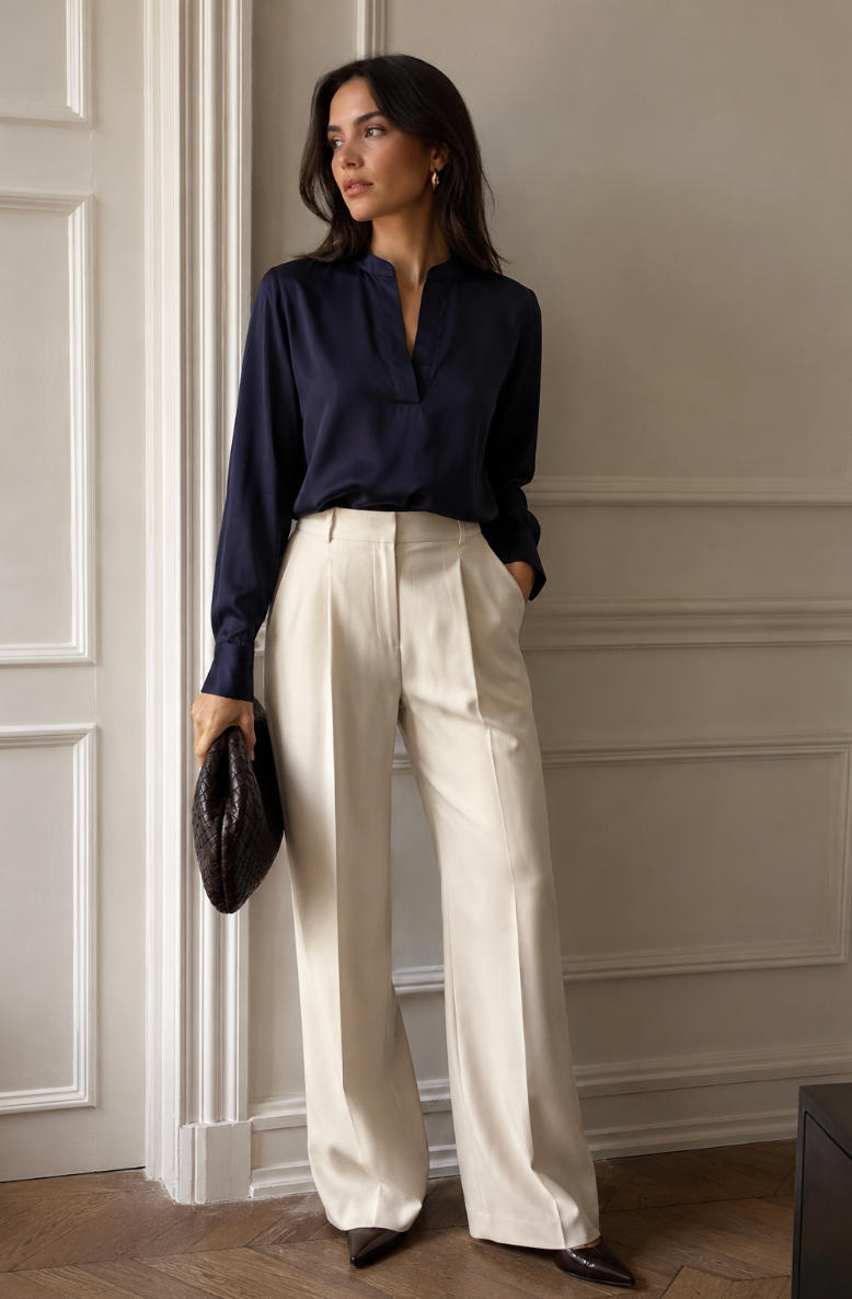 Mille L/S Blouse - Navy