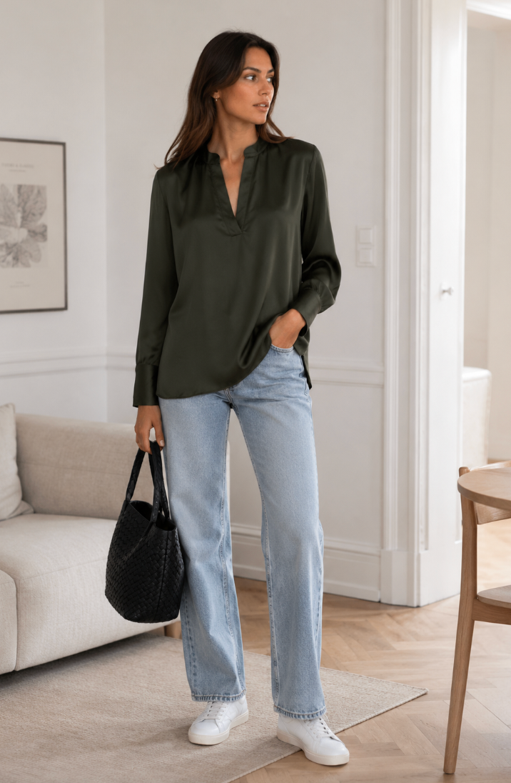 Mille L/S Blouse - Deep green