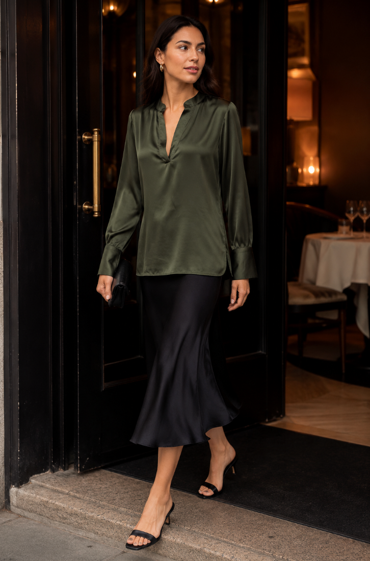 Mille L/S Blouse - Deep green