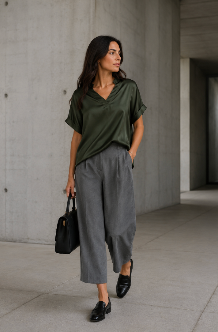 Mille S/S Blouse - Deep Green