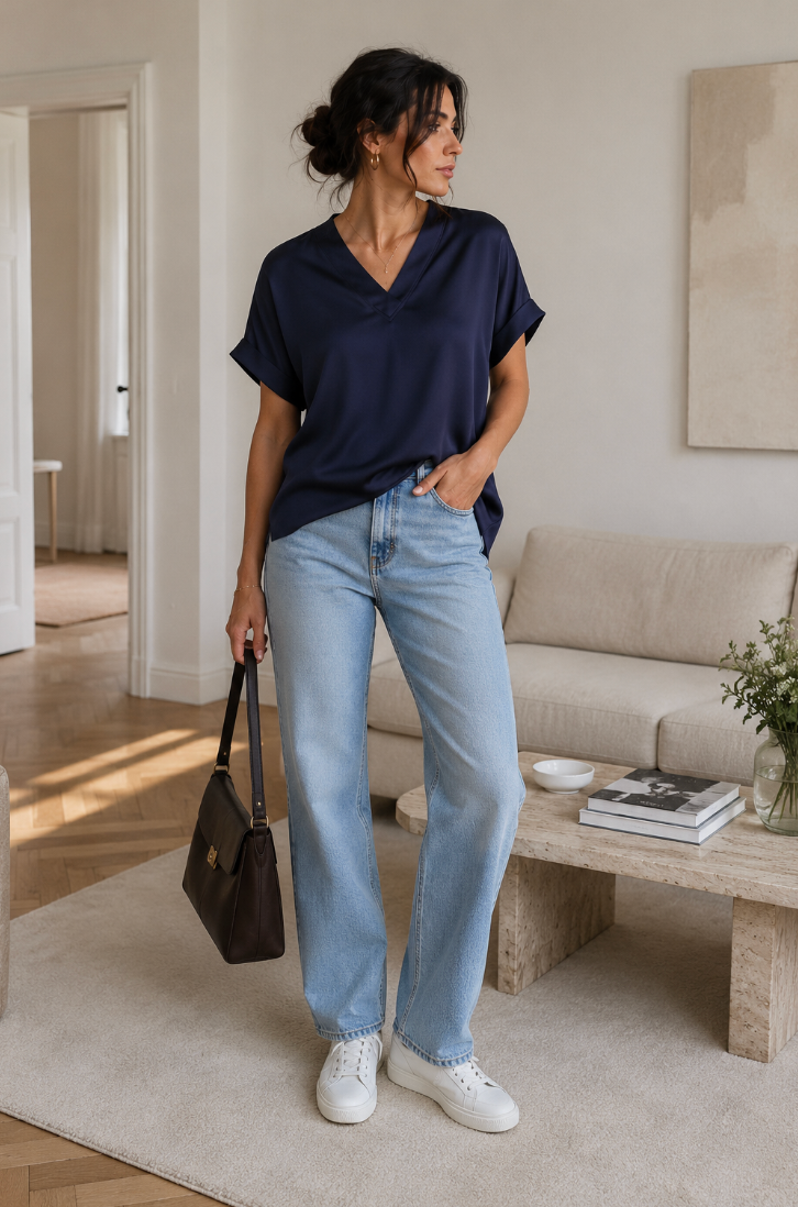 Mille S/S Blouse - Navy