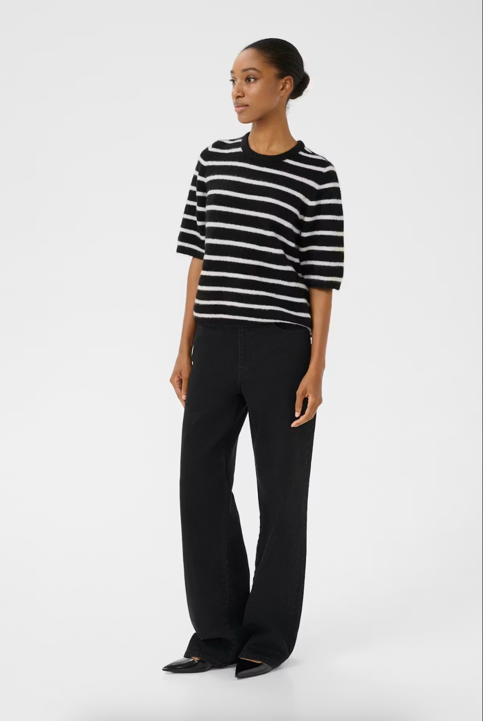 GZAlpha Pullover Black Ivory Striped nga Gestuz