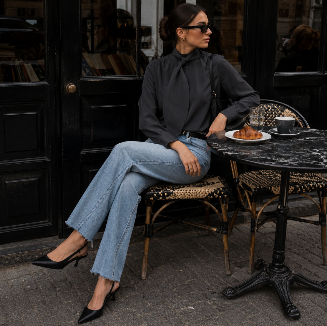 Tie Shirt - Black – këmishë e zezë nga Costamani Denmark
