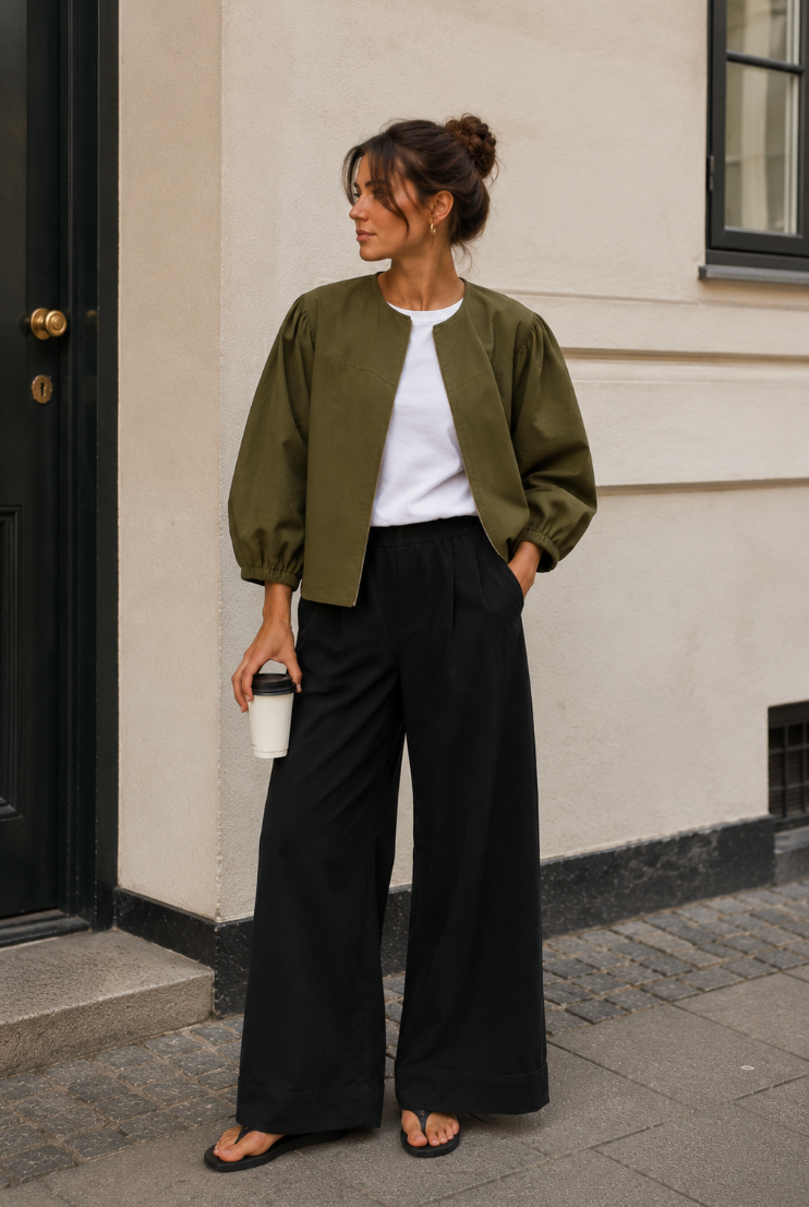 Lea Jacket - Olive green – xhaketë jeshile ushtarake nga La Rouge
