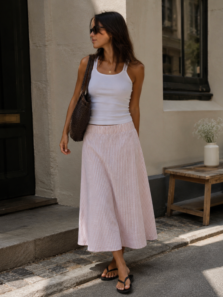Lou Skirt - Rose Stripe