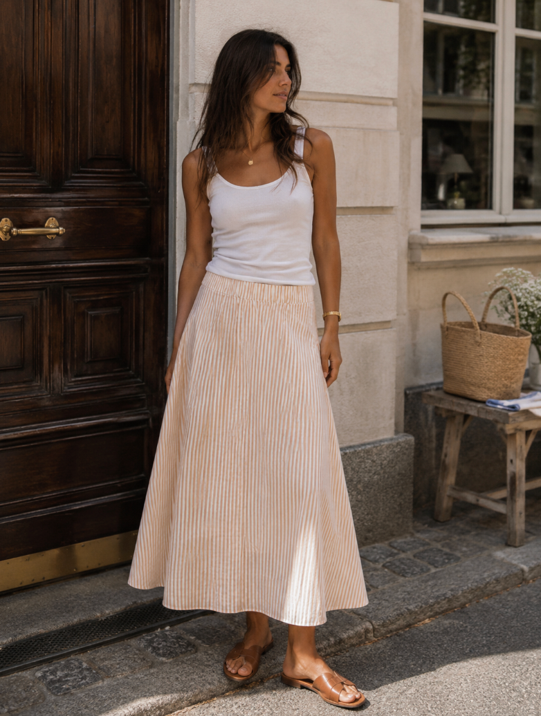 Lou Skirt - Dark Sand Stripe