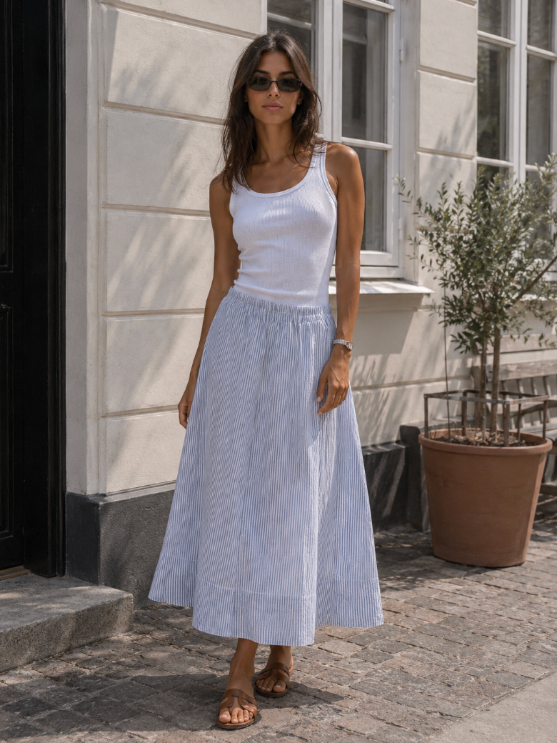 Lou Skirt - Blue Stripe