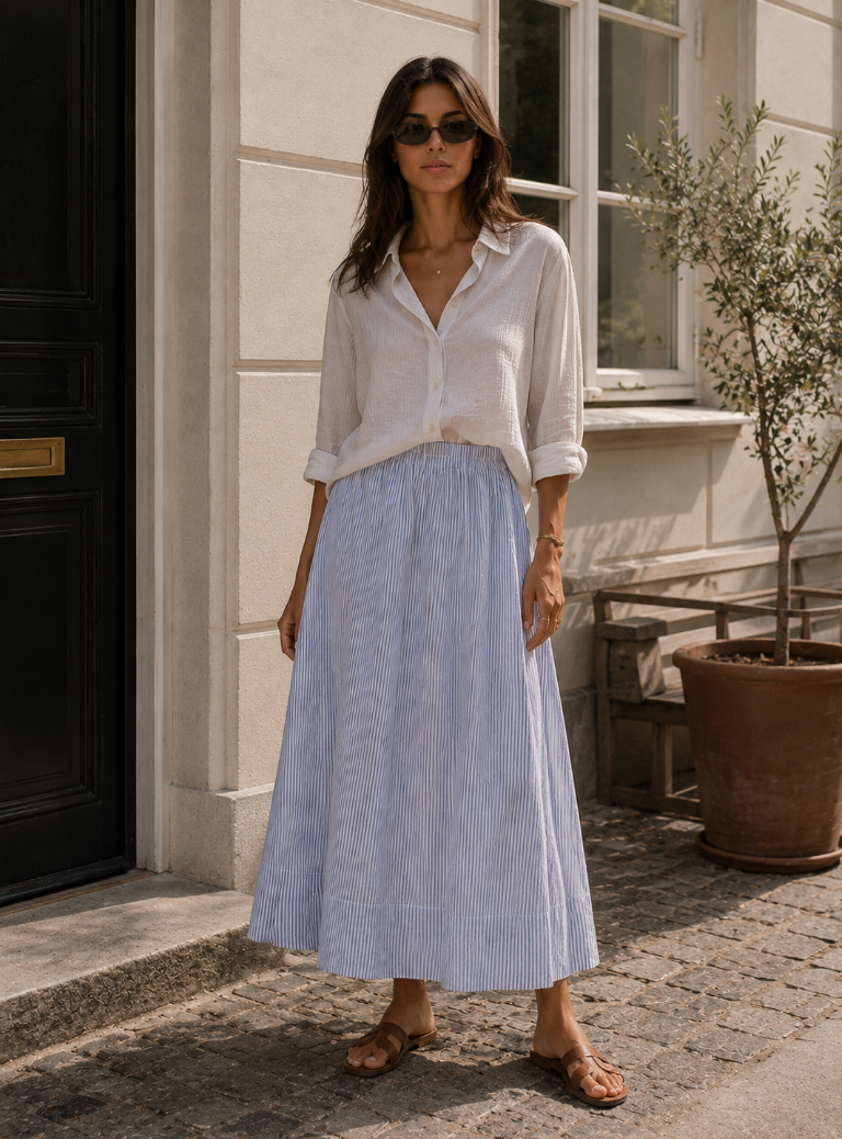 Lou Skirt - Blue Stripe