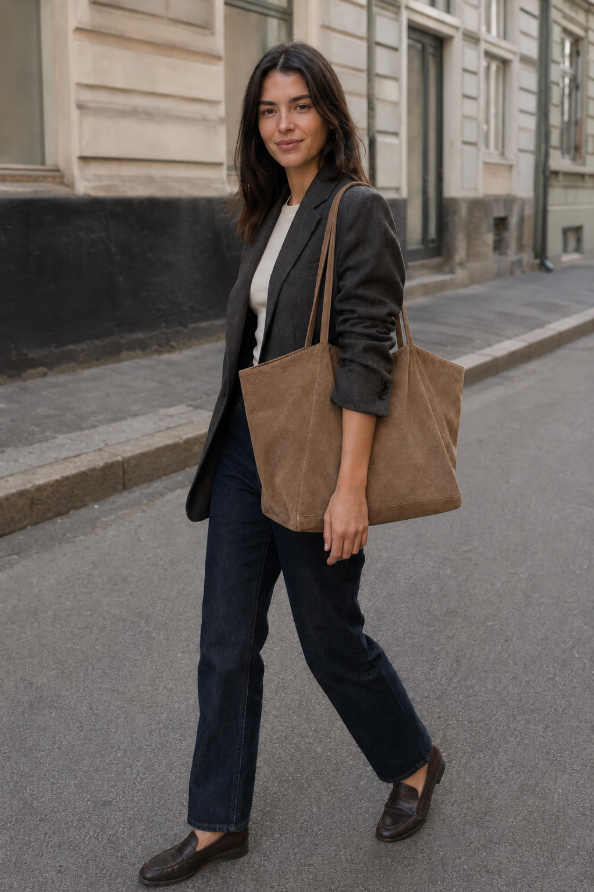Siena Suede Tote – çantë tote suede prej 100% lëkure nga Orchid