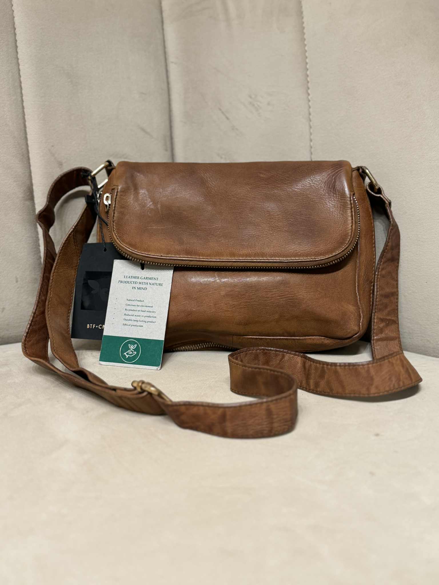 Crossbody Leather Bag Cognac