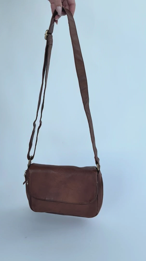 Crossbody Leather Bag Cognac